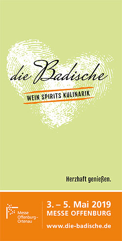 Programmflyer der Weinmesse im Mai 2019 mit dem neuen Logo von "Die Badische"