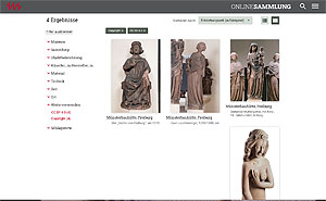 Auswahlseite mit den Suchkriterien "Münsterbauhütte" und "CC BY 4.0"