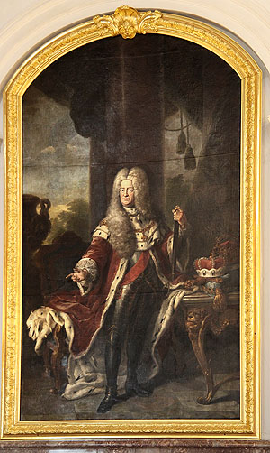 Staatsporträt des Kurfürsten Carl Philipp, Pfalzgrafen bei Rhein, im Riottersaal des Mannheimer Residenzschlosses. 