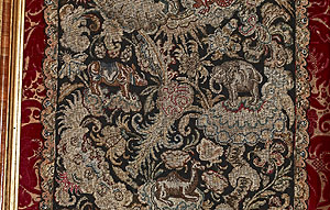 Schloss Favorite: Detail aus dem Wandteppich mit Nashorn und Elefant. Foto: Andrea Rachele /SSG