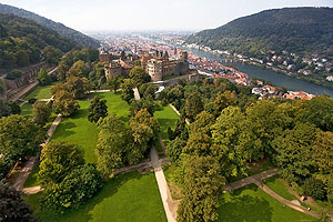 Schloss Heidelberg. Ansicht von Osten mit Schlossgarten. Foto: Achim Mende /SSG