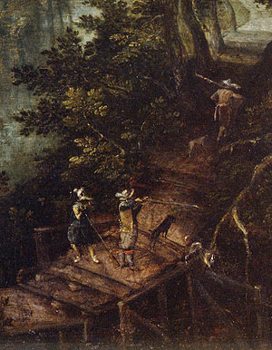„Landschaft mit Reiherjägern“ von Gillis van Conninxloo, Öl auf Eichenholz, 1605. Foto: Historisches Museum der Pfalz/Foto: Peter Haag-Kirchner
