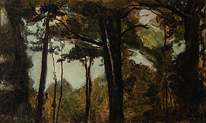 Max Slevogt (1868-1932), Waldlandschaft um 1900 bis 1903, Öl auf Karton, 43,8 x 72,3 cm;