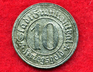Notmünze 10 Pfennig, Frankenthal 1917. Foto: Erkenbertmuseum
