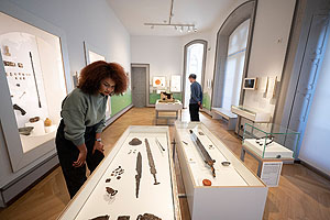 Ausstellungsansicht „Untergang und Aufbruch“, Archäologisches Museum Colombischlössle. Foto: Patrick Seeger