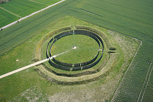 Luftbild der rekonstruierten Kreisgrabenanlage von Goseck. Foto: Landesamt für Denkmalpflege und Archäologie Sachsen-Anhalt