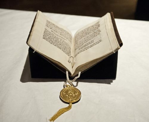 Das K&ouml;lner Exemplar der Goldenen Bulle von 1356. &copy; rem, Foto: Maria Schumann 