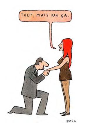 Bosc (Jean Maurice Bosc) (1924-1973), Tout, mais pas &ccedil;a (Lui, Nr. 52, April 1968, S. 115), Aquarell auf Papier, 29,2 &times; 20,8 cm, Sammlung Alain Damman &copy; Familie Bosc