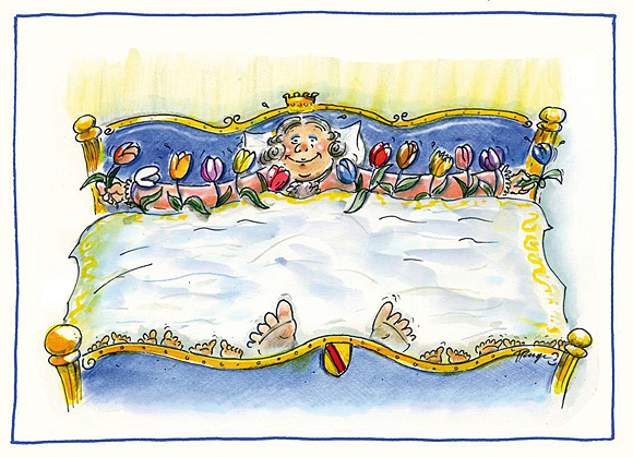 Karl Wilhelm im Bett. Cartoon von Peter Ruge. &copy; blm 