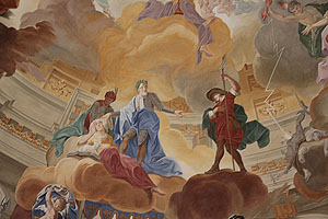 Schloss Bruchsal. Deckenfresko im Kuppelsaal, Detail. Foto: kulturer.be